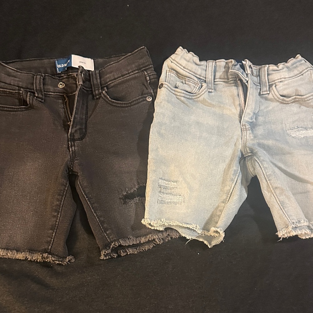 Old Navy Kids Denim Short Set - Black and Light Blue Distressed